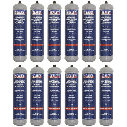 Sealey MIG/ARG/100/12 Gas Cylinder Disposable Argon 100g - Box of 12 Sealey