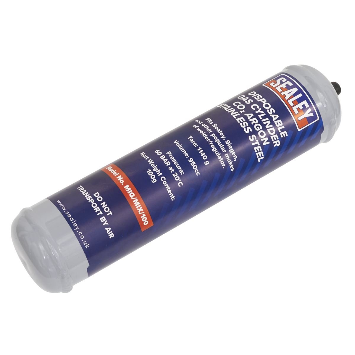Sealey MIG/MIX/100/12 Gas Cylinder Disposable Carbon Dioxide/Argon 100g - Box of 12 Sealey