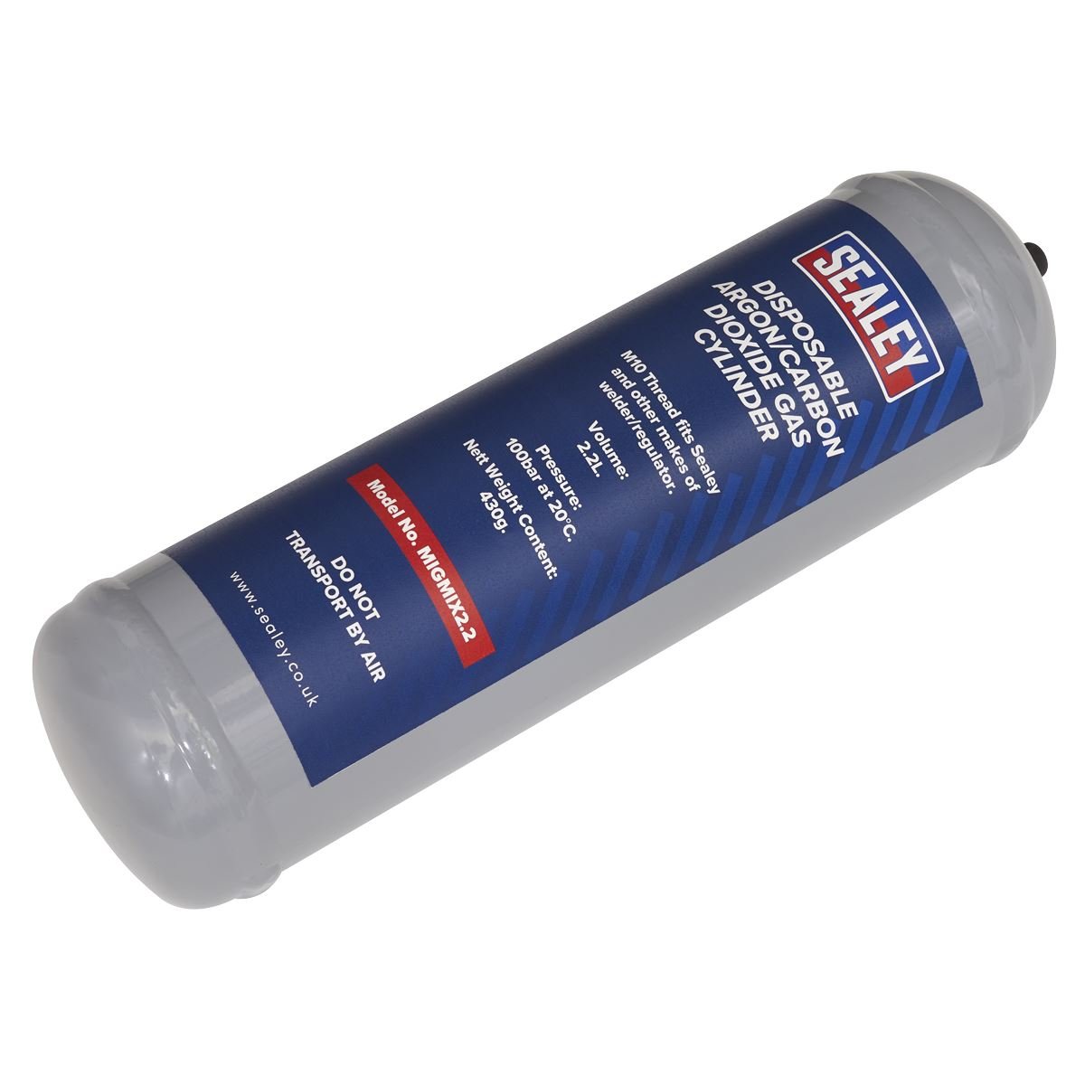 Sealey MIGMIX2.2 430g Disposable Argon/Carbon Dioxide Gas Cylinder Sealey