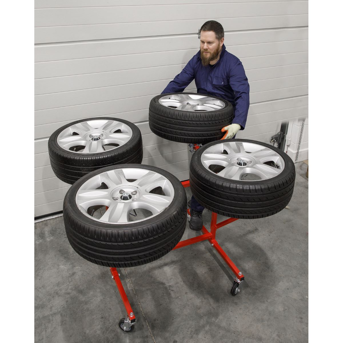 Sealey MK74 Alloy Wheel Repair/Painting Stand - 4-Wheel Capacity Sealey