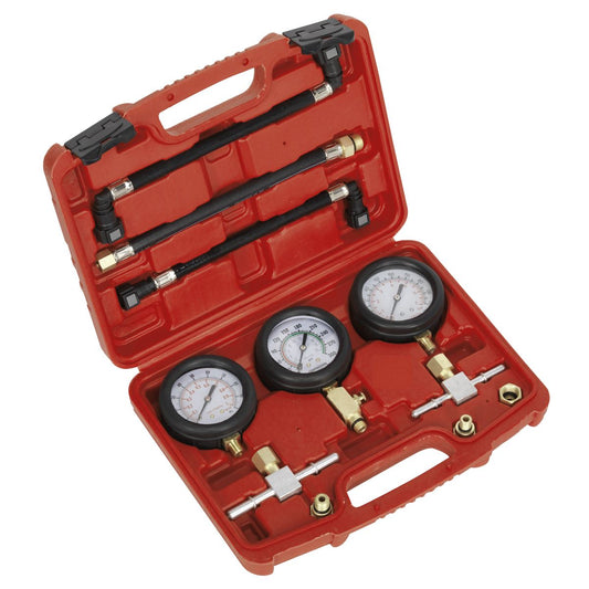 Sealey MS100 Motorcycle Compression & Fuel Pressure Gauge Set 3pc Sealey