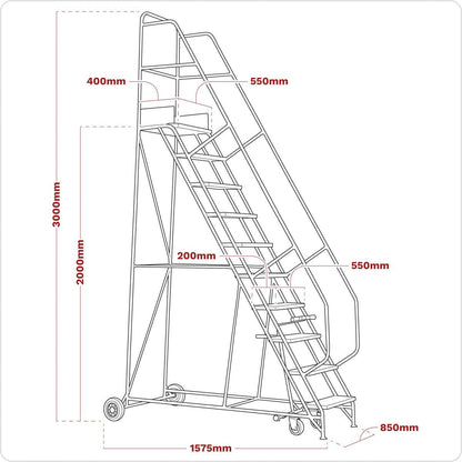 Sealey MSS08 Mobile Safety Steps 8-Tread Sealey