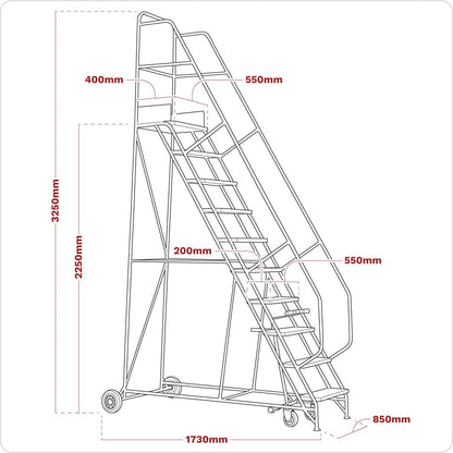 Sealey MSS09 Mobile Safety Steps 9-Tread Sealey