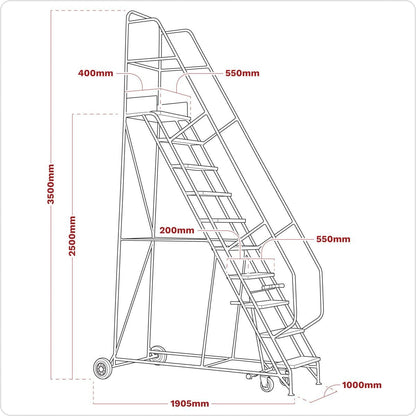 Sealey MSS10 Mobile Safety Steps 10-Tread Sealey