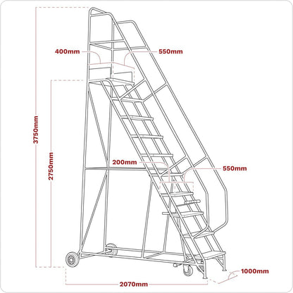Sealey MSS11 Mobile Safety Steps 11-Tread Sealey