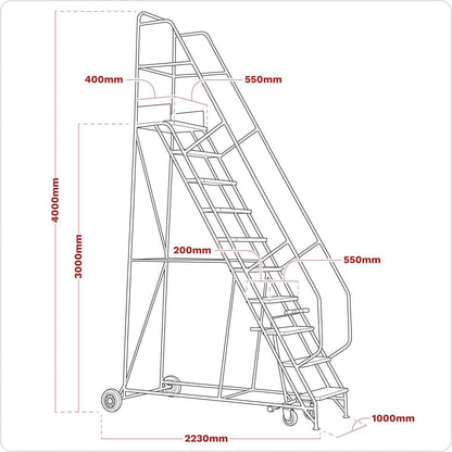 Sealey MSS12 Mobile Safety Steps 12-Tread Sealey