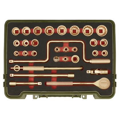 Sealey NS039 Socket Set 31pc 1/2"Sq Drive - Non-Sparking Sealey