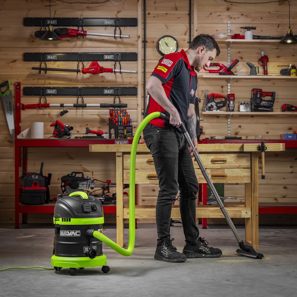 Sealey PC150BV BuilderVac® Wet & Dry Vacuum Cleaner 15L Stainless Steel Drum M Class Filtration Sealey