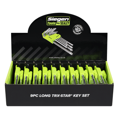 Siegen S01264 Long TRX-Star* Key Set 9pc - Display Box of 10 Sealey