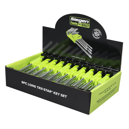 Siegen S01264 Long TRX-Star* Key Set 9pc - Display Box of 10 Sealey
