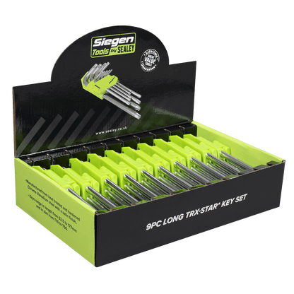 Siegen S01264 Long TRX-Star* Key Set 9pc - Display Box of 10 Sealey