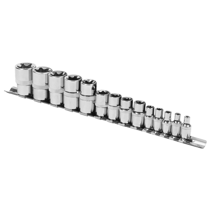 Siegen S01265 TRX-Star* Socket Set 14pc 1/4" 3/8" & 1/2"Sq Drive E4-E24 Sealey