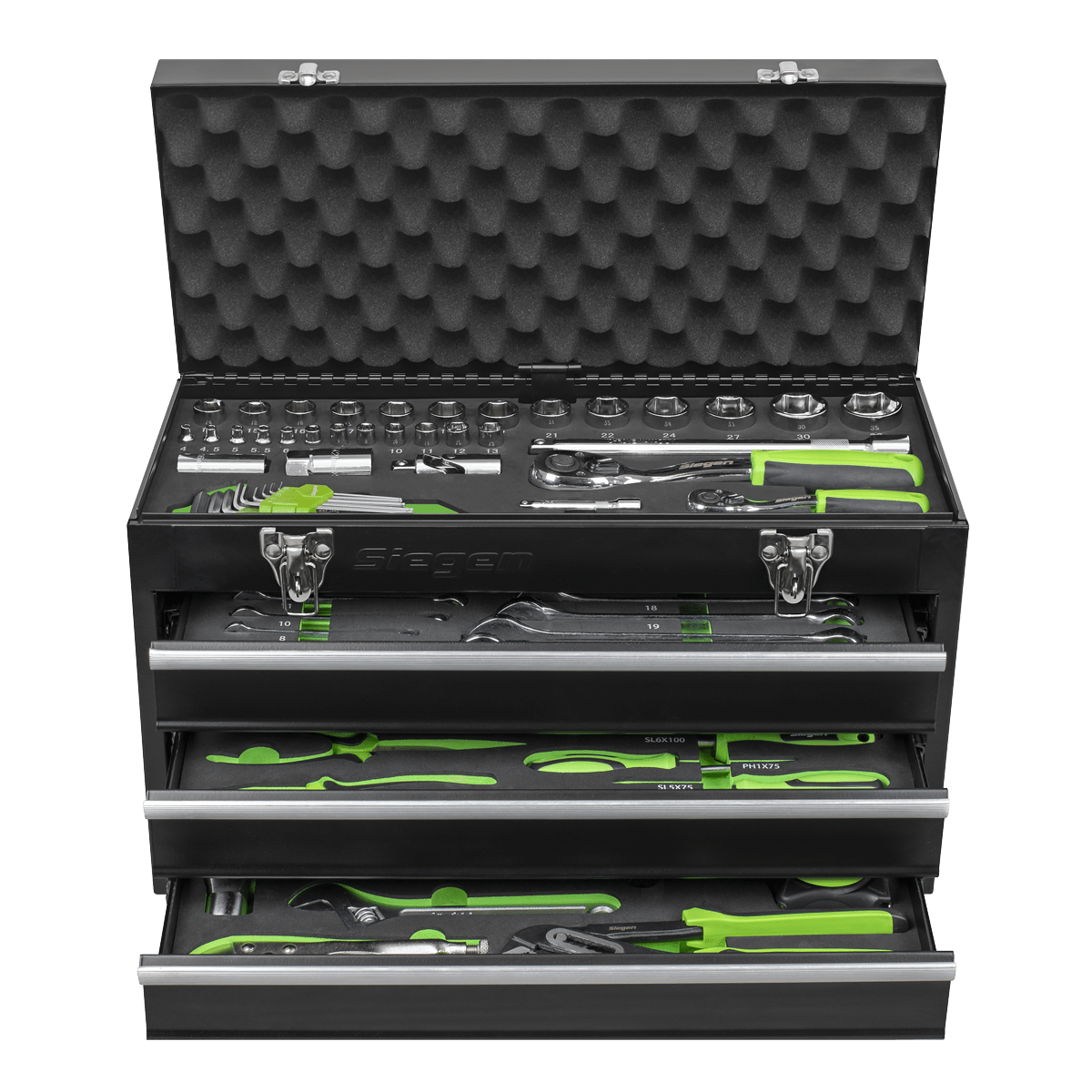 Siegen S01266 Portable Tool Chest 3 Drawer with 98pc Tool Kit Sealey