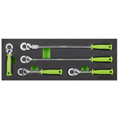 Sealey S01290 Ratchet Wrench Set 1/4"Sq 5pc Drive Flip Reverse Sealey