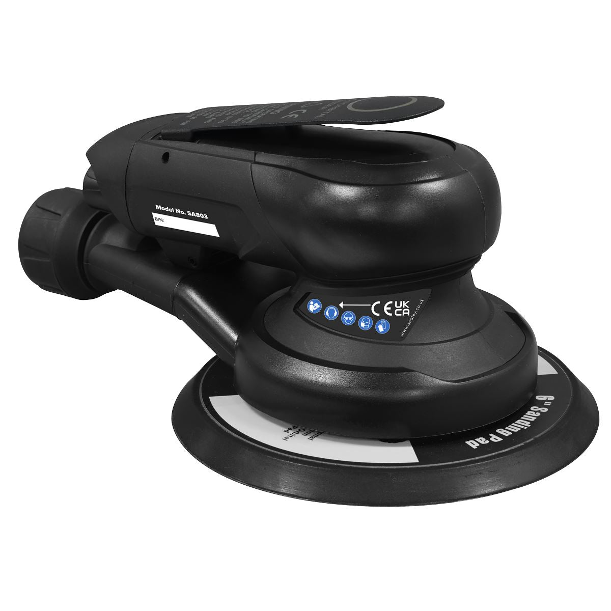Sealey SA803 Air Palm Orbital Sander 6" Ø150mm Dust-Free Sealey