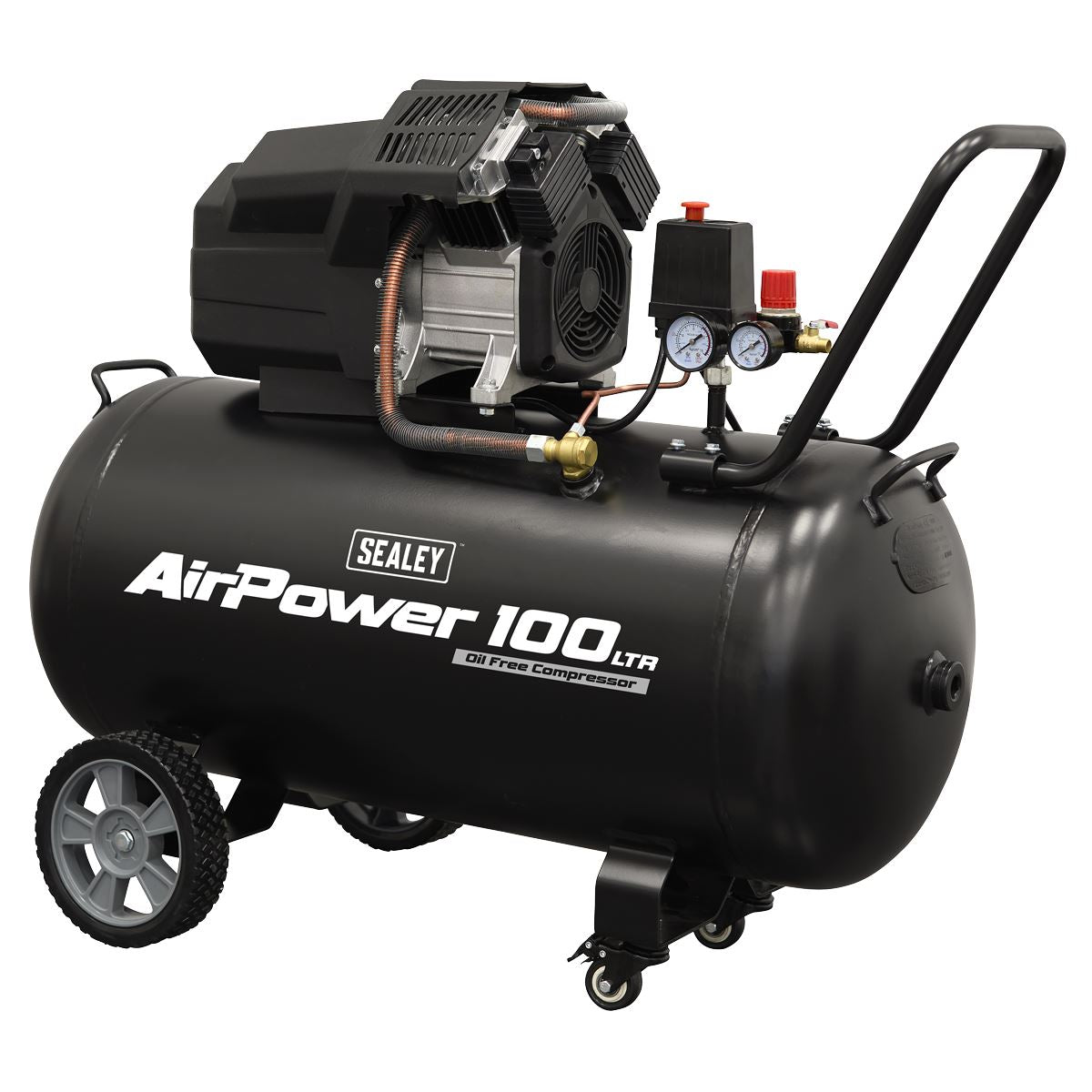 Sealey SAC10002 Air Compressor 100L V-Twin Oil Free Direct Drive 3hp Sealey