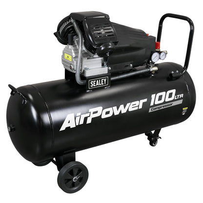 Sealey SAC10030VA 100L V-Twin Direct Drive Air Compressor 3hp Sealey