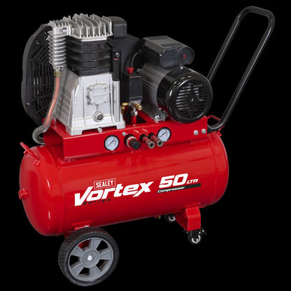 Sealey SAC1103B Air Compressor 100L Belt Drive 3hp with Cast Cylinders & Wheels Sealey
