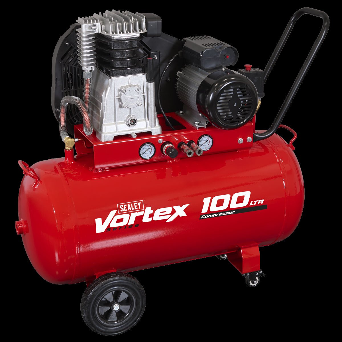 Sealey SAC1103B Air Compressor 100L Belt Drive 3hp with Cast Cylinders & Wheels Sealey