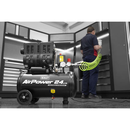 Sealey SAC2400S 24L Low Noise Oil Free Direct Drive Air Compressor 1hp Sealey