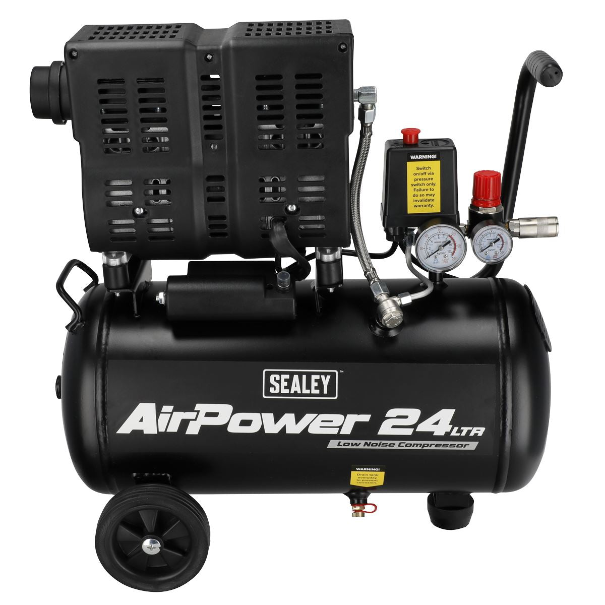 Sealey SAC2400S 24L Low Noise Oil Free Direct Drive Air Compressor 1hp Sealey