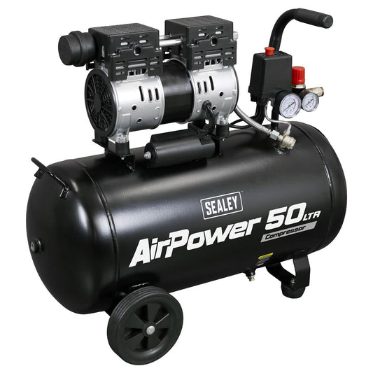 Sealey SAC5000S 50L Low Noise Oil Free Direct Drive Air Compressor 1hp Sealey