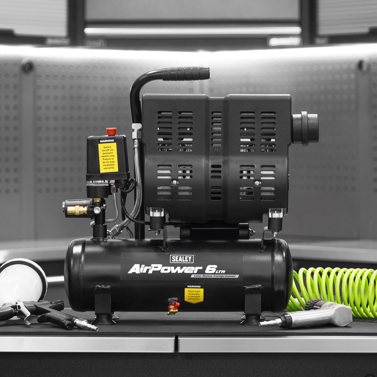 Sealey SAC6000S 6L Oil Free Low Noise Direct Drive Air Compressor 1hp Sealey