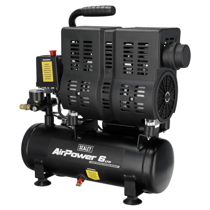 Sealey SAC6000S 6L Oil Free Low Noise Direct Drive Air Compressor 1hp Sealey