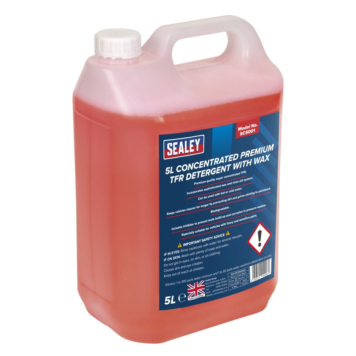 Sealey SCS001 TFR Premium Detergent with Wax Concentrated 5L Sealey