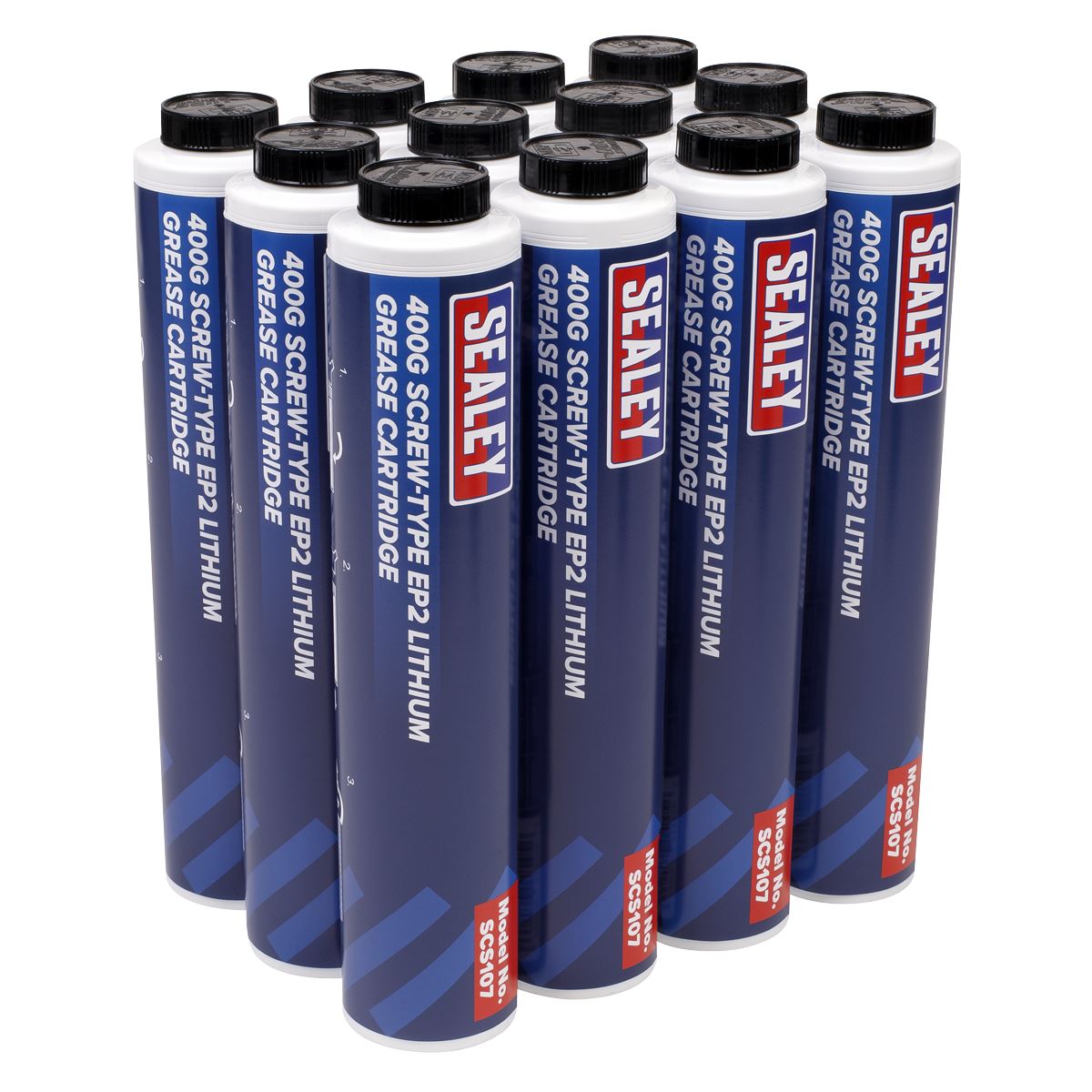 Sealey SCS108 Screw-Type EP2 Lithium Grease Cartridge 400g Pack of 12 Sealey