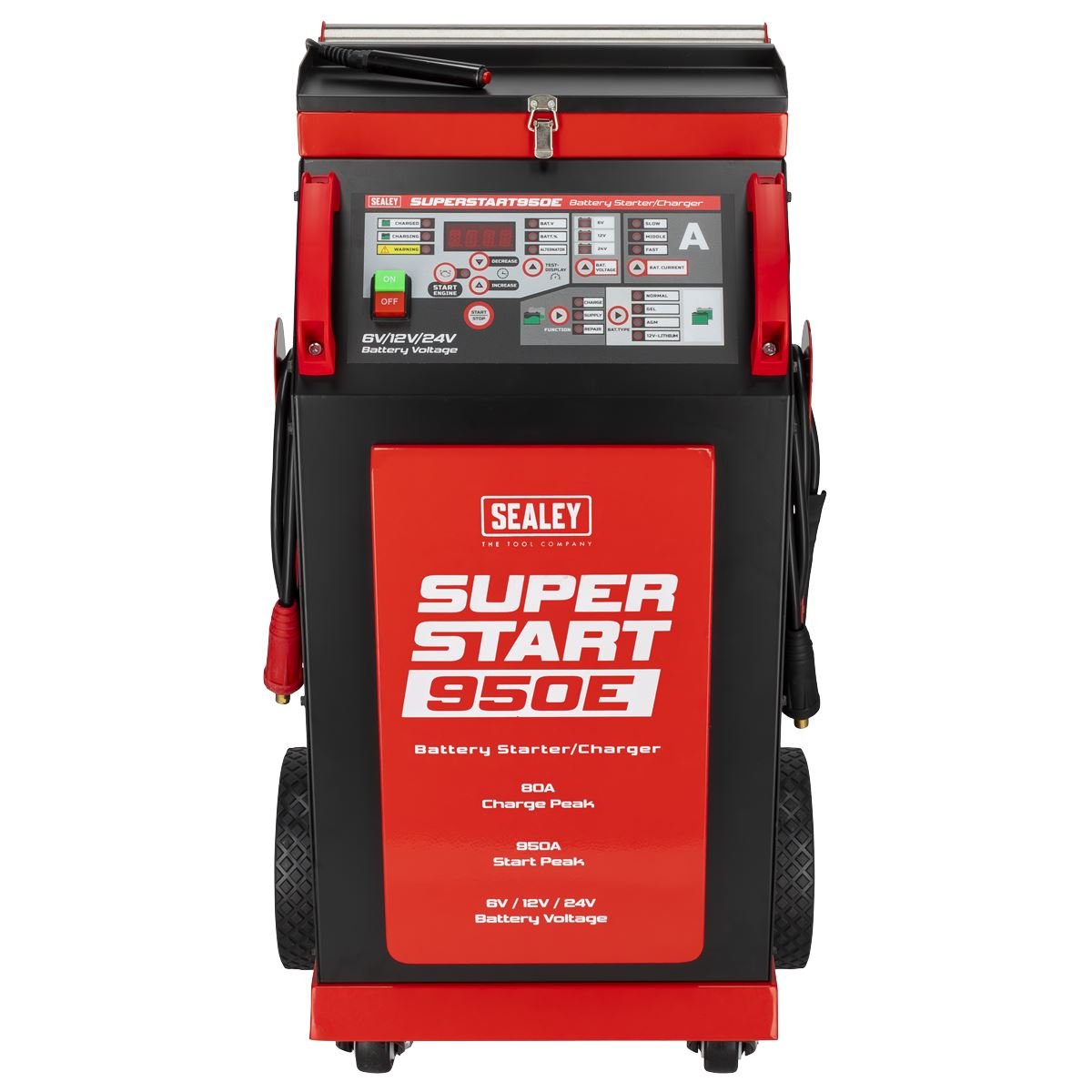 Sealey SUPERSTART950E 6/12/24V Battery Starter/Charger 950A 230v 32A Sealey