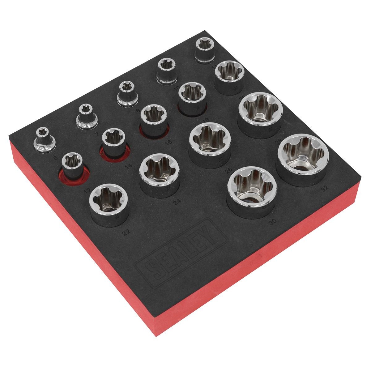 Sealey SX096 TRX-P* EPR Socket Set 1/4", 3/8" & 1/2"Sq Drive 16pc Sealey