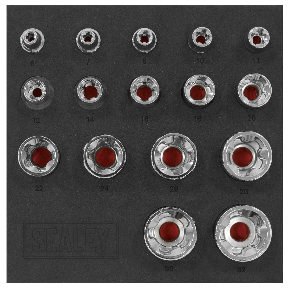 Sealey SX096 TRX-P* EPR Socket Set 1/4", 3/8" & 1/2"Sq Drive 16pc Sealey