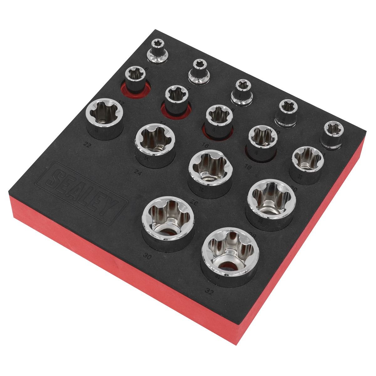 Sealey SX096 TRX-P* EPR Socket Set 1/4", 3/8" & 1/2"Sq Drive 16pc Sealey