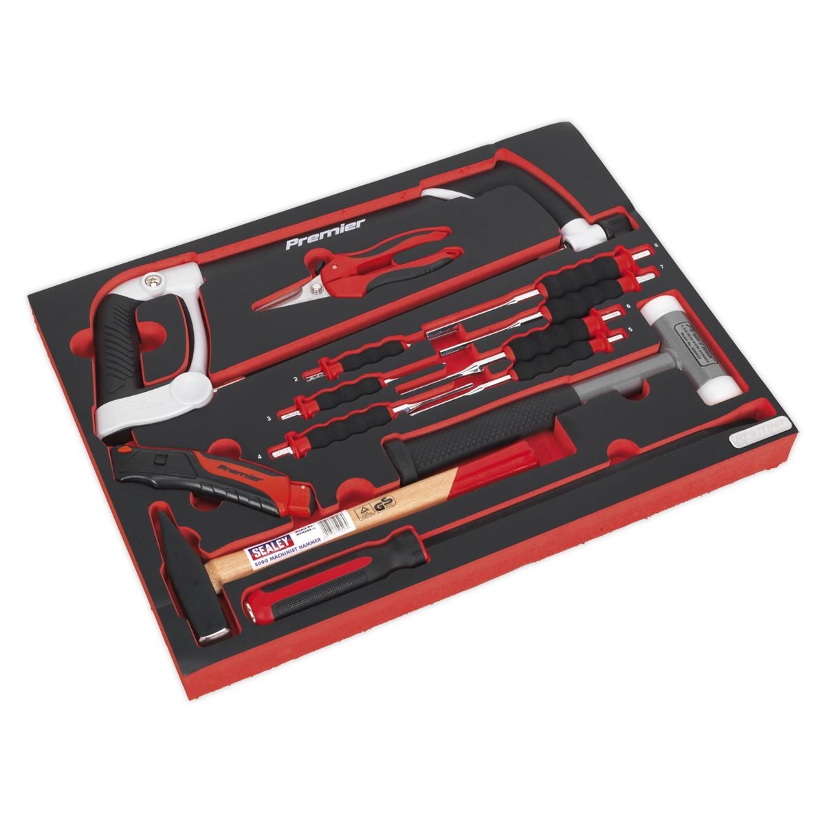 Sealey TBTP06EU Tool Tray with Hacksaw Hammers & Punches 13pc Sealey