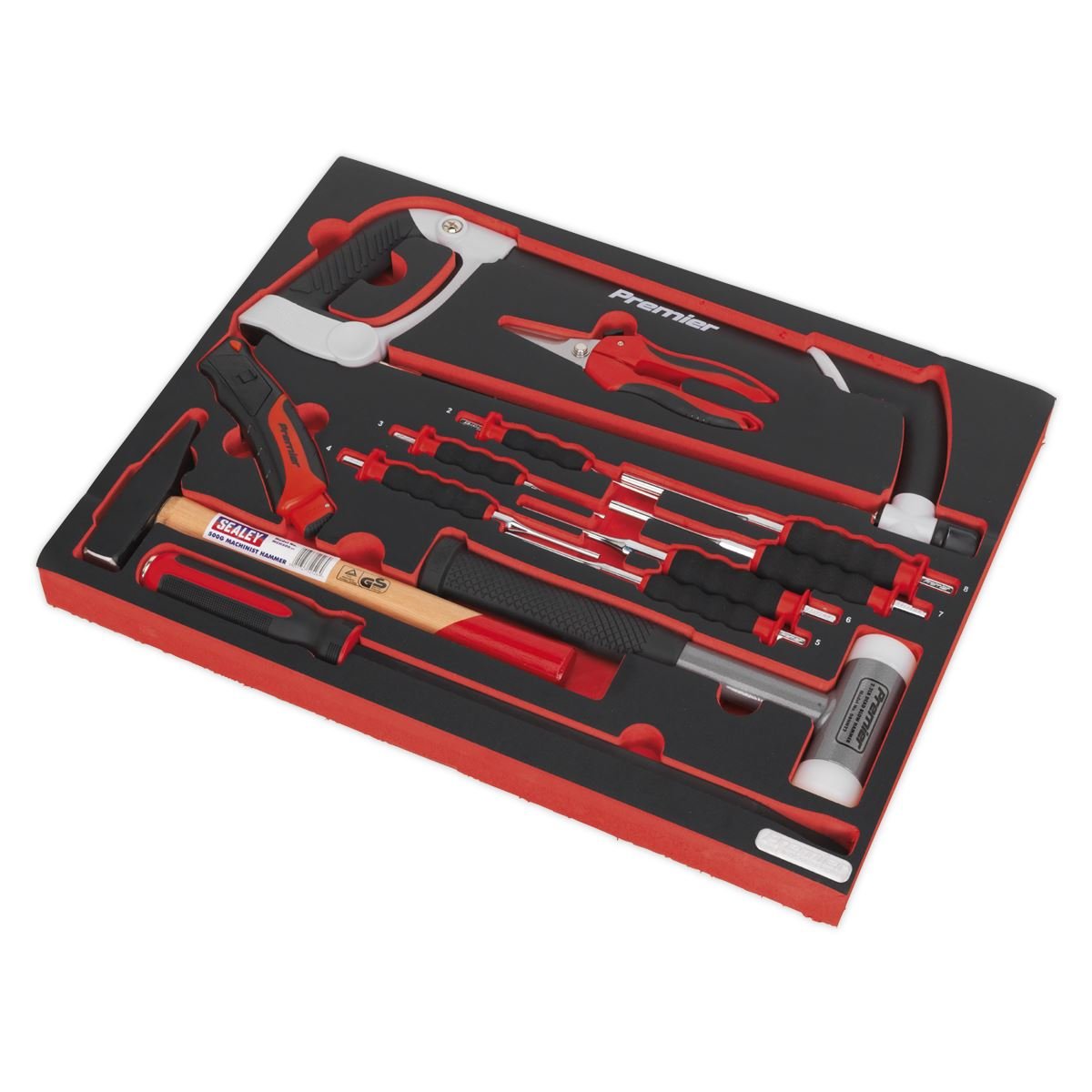 Sealey TBTP06EU Tool Tray with Hacksaw Hammers & Punches 13pc Sealey