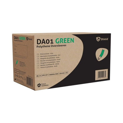 Shield DA01 Disposable Oversleeves Case of 2000 – Polythene One Size (Blue, White, Red, Green, Yellow) Shield