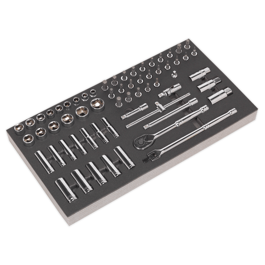 Siegen S01120 Tool Tray with Socket Set 62pc 3/8"Sq Drive Metric Siegen