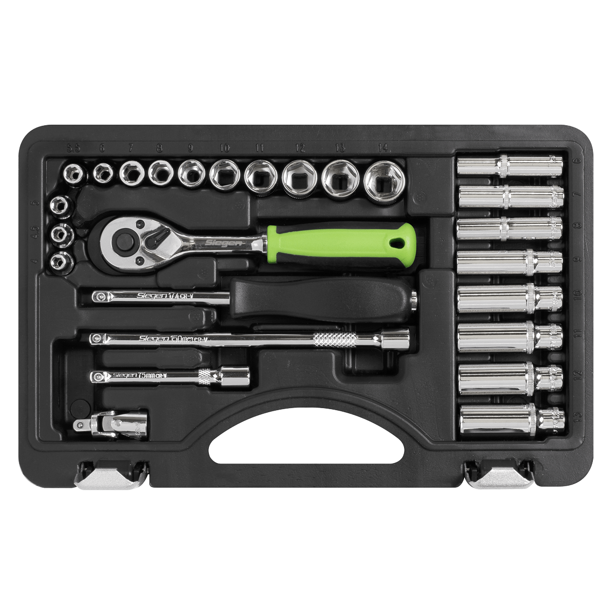Siegen S01234 Socket Set 26pc 1/4"Sq Drive Metric Siegen