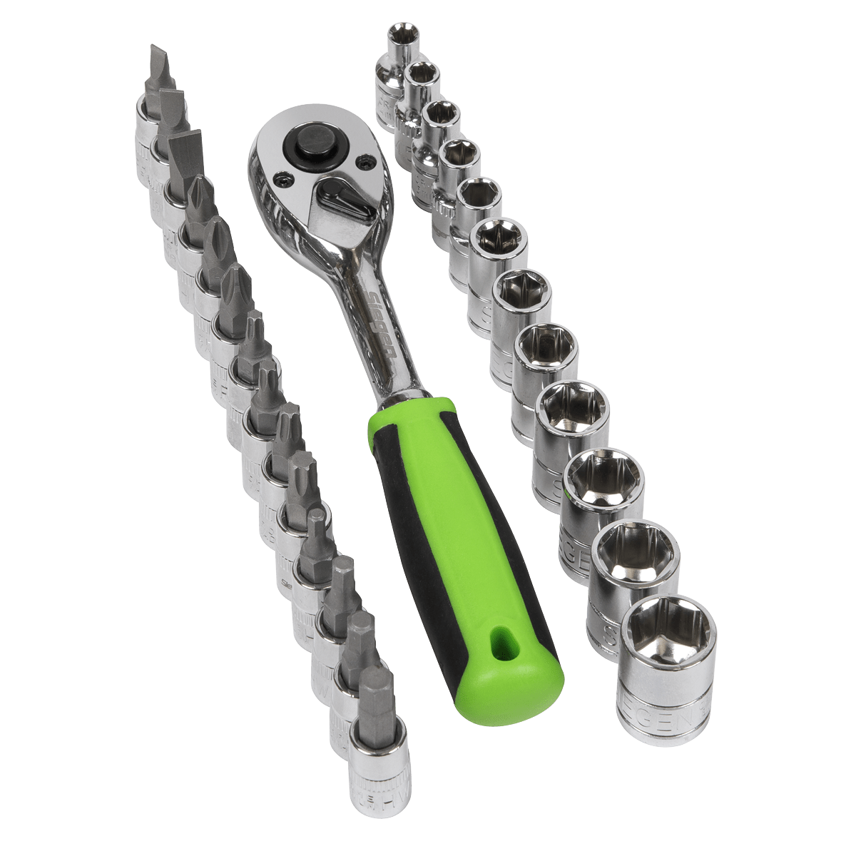 Siegen S01241 Socket & Socket Bit Set 27pc 1/4"Sq Drive WallDrive® Metric Siegen