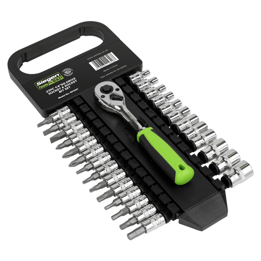 Siegen S01241 Socket & Socket Bit Set 27pc 1/4"Sq Drive WallDrive® Metric Siegen