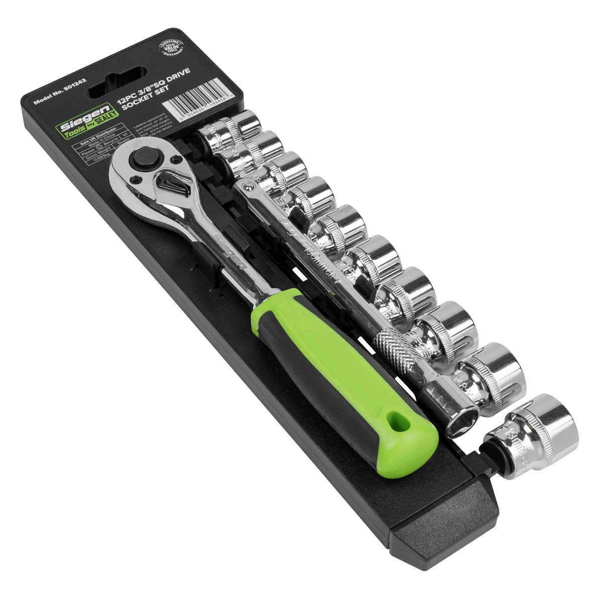Siegen S01242 Socket Set 12pc 3/8"Sq Drive WallDrive® Metric Siegen