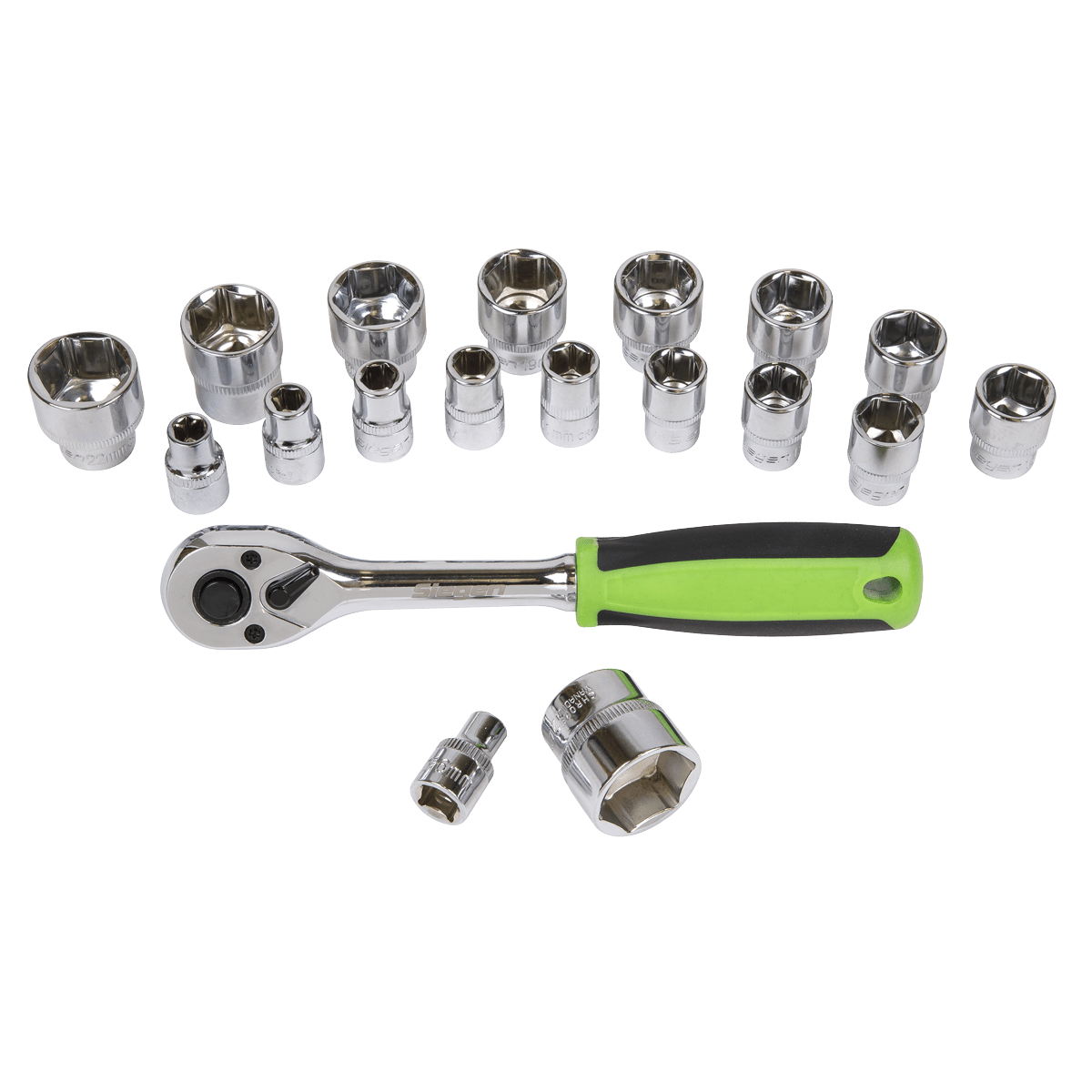 Siegen S01243 Socket Set 19pc 3/8"Sq Drive 6pt WallDrive® Metric Siegen