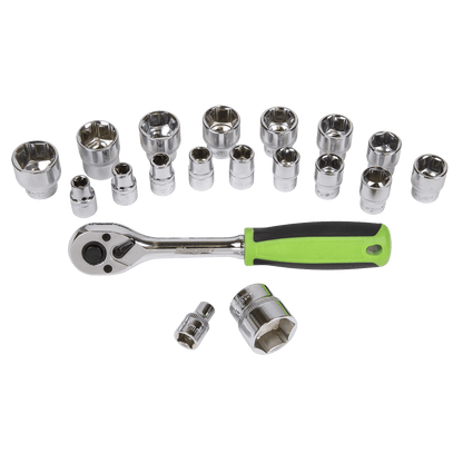 Siegen S01243 Socket Set 19pc 3/8"Sq Drive 6pt WallDrive® Metric Siegen