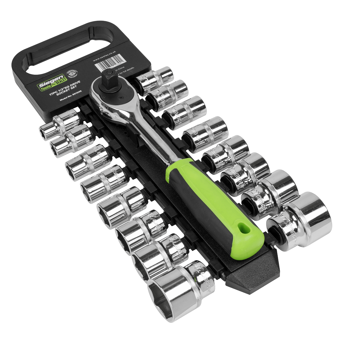 Siegen S01245 Socket Set 17pc 1/2"Sq Drive 6pt WallDrive® Metric Siegen