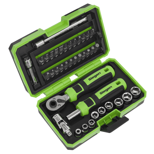 Siegen S01255 Socket & Bit Set 38pc 1/4"Sq Drive Siegen