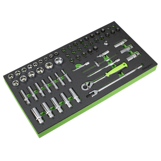 Siegen S01270 Tool Tray with Socket Set 62pc 3/8"Sq Drive Metric Siegen