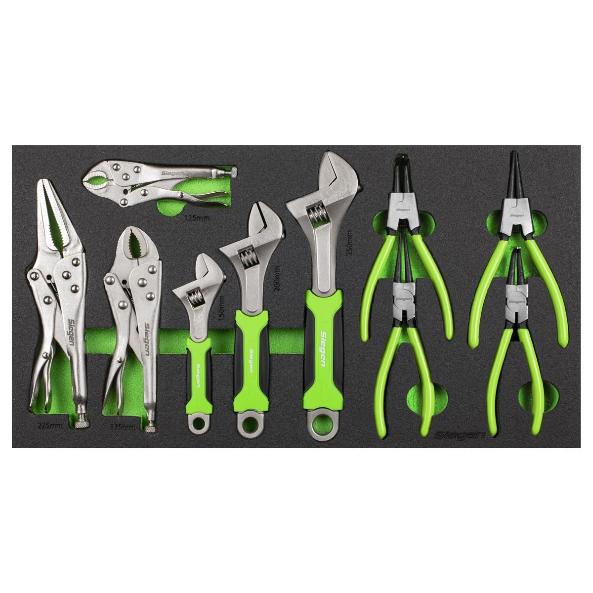Siegen S01278 Tool Tray with Adjustable Wrench & Pliers Set 10pc Siegen