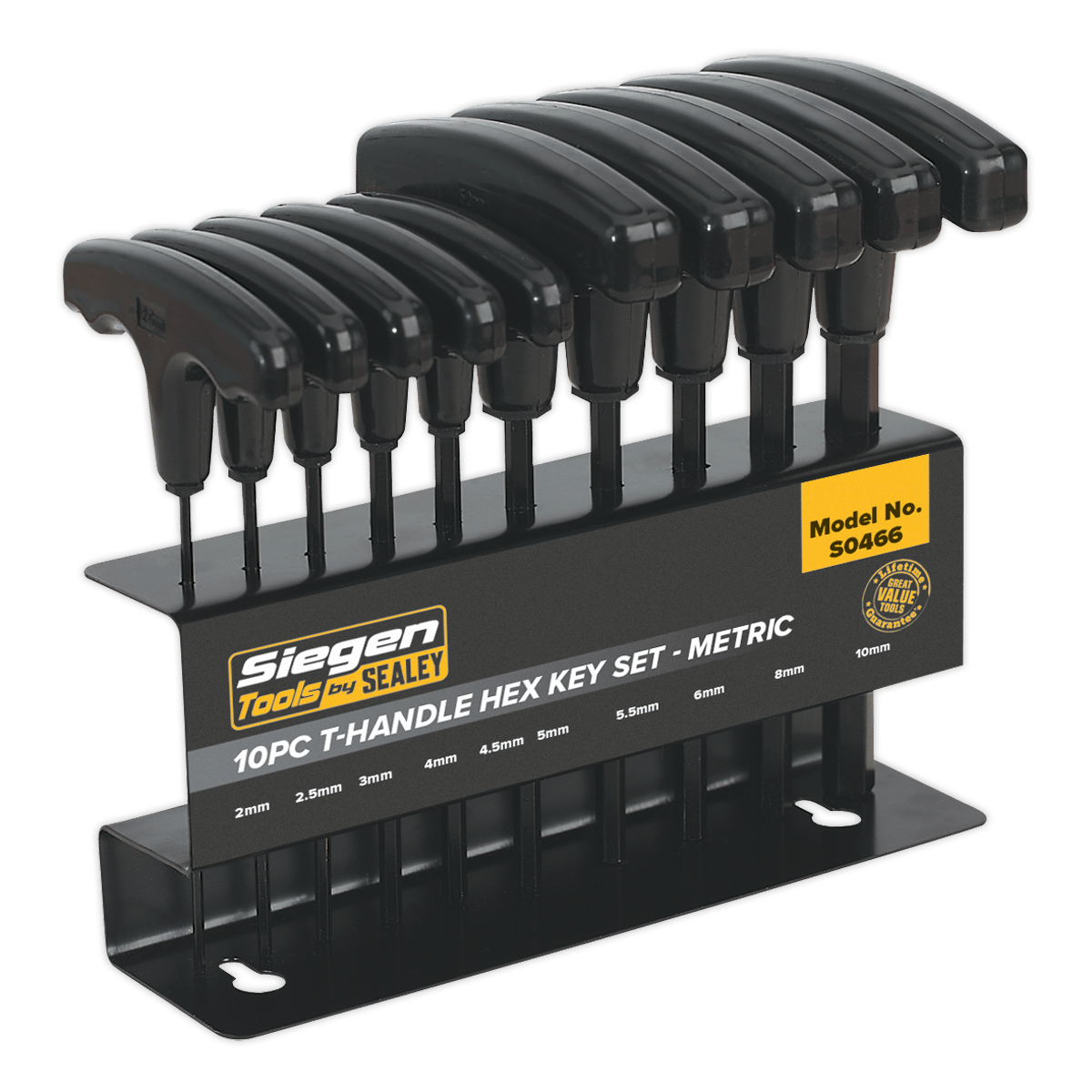Siegen S0466 Hex Key Set 10pc T-Handle - Metric Siegen