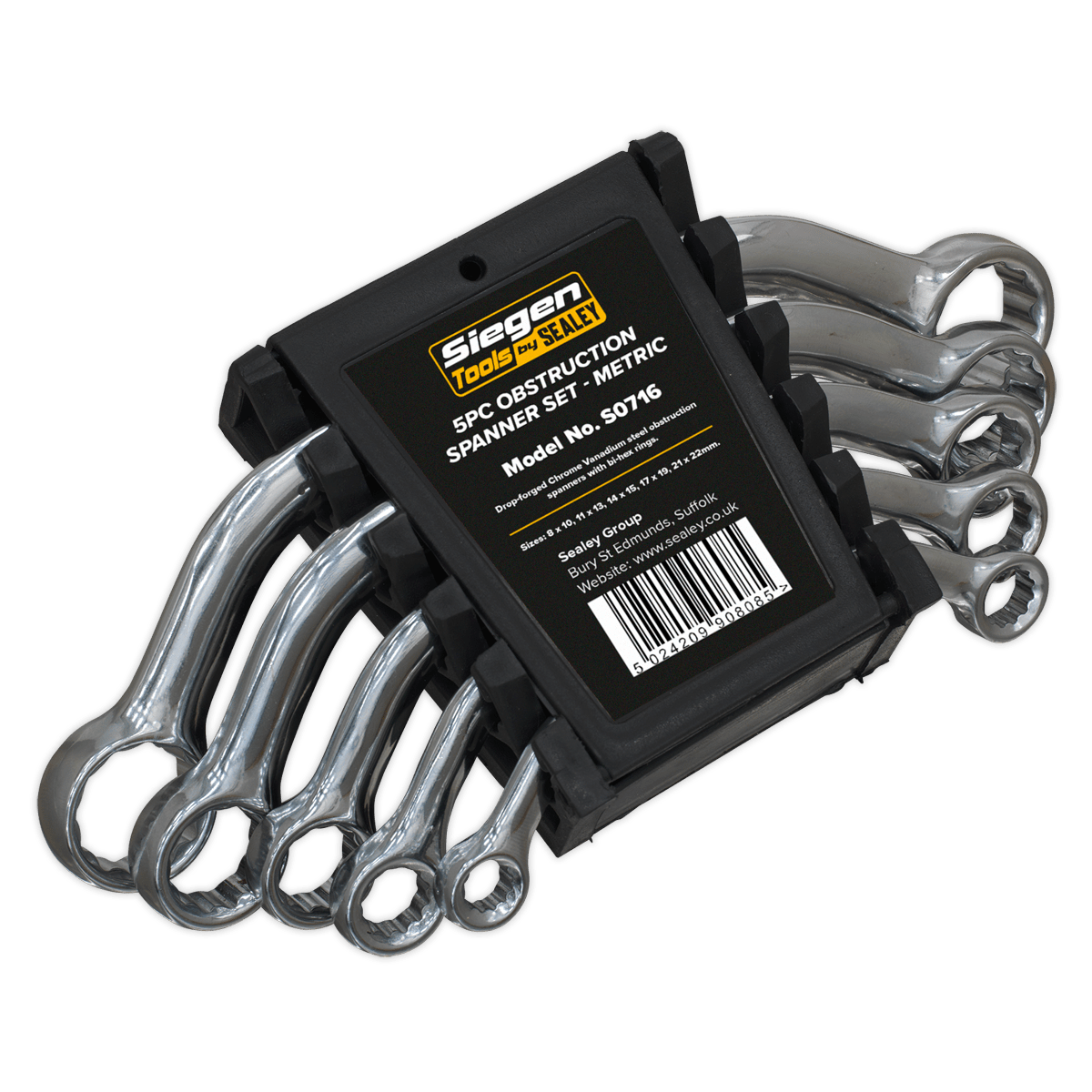 Siegen S0716 Obstruction Spanner Set 5pc Metric Siegen